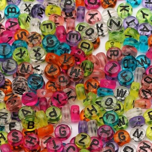 4*7mm Transparent Color Mixed Letter Acrylic Beads Alphabet Round Flat Loose Spacer Beads For Jewelry Making Diy Charm Bracelet