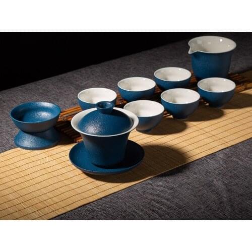 European Tea Set Porcelain Blue Ceramic Teapot Sets With Strainer Filter Tea Cup Saucer Taste Tea pot And Fair Cups Tableware