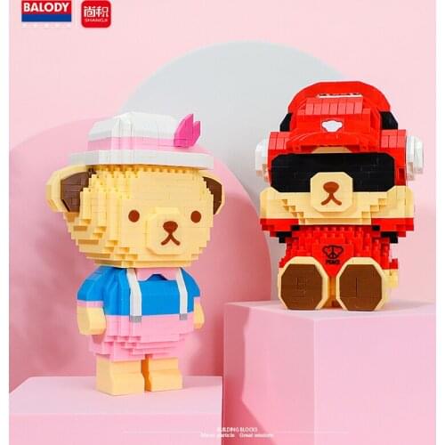 Kids Gift 785 Pcs ABS Particles Teddy-Bear-Collection Micro Legoing Self-Locking Bricks DIY Assembly Mini Building Blocks Toys