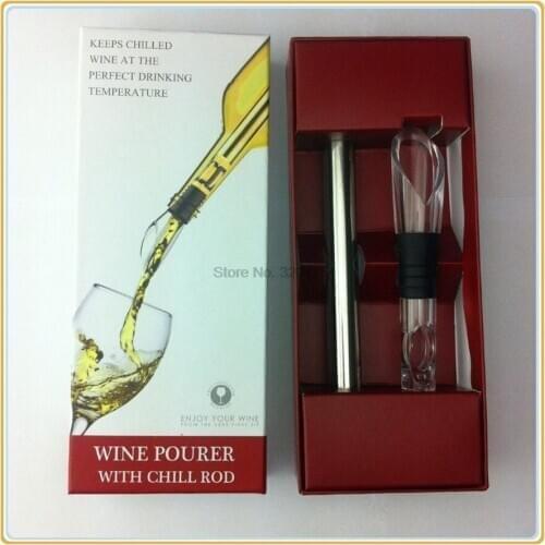 By dhl 50set Wine Chiller Stick With Wine Pourer Wine Cooling Stick Cooler Beer Beverage Frozen Stick Ice Cooler Bar Tool