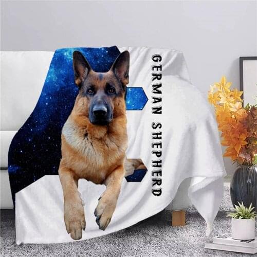 CLOOCL Pet Dog German Shepherd Flannel Blanket 3D Print Animal Throw Blanket Hiking Picnic Blanket Office Nap Blanket Warm Quilt