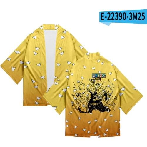 Anime kimono demon slayer japanese kimono cardigan haori yukata men women fashion summer short sleeve shirt men kimono beach