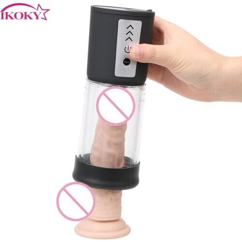 IKOKY Penis Pump Male Erection Training Sex Product Penis Enlargement Sex Toy Male Delayed Ejaculation Telescopic Penis Extend