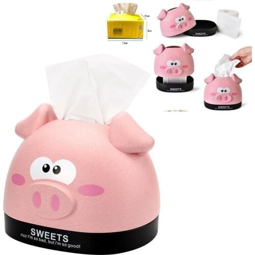 Cute Piggy Tissue Box Tissue Container For Removable Tissue & Roll Paper,Kitchen Napkins Bathroom Toilet Paper Storage Box