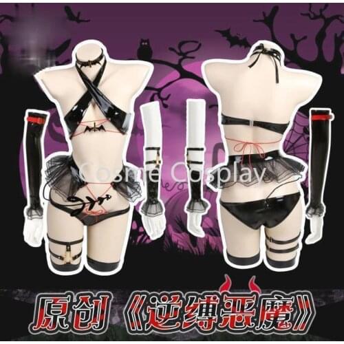 Cos Succubus Reverse Shrimp Binding Cosplay Costume Mima Cosplay Meimo Costume Imp Koakuma Clothing Latexsuit Succubus Demon