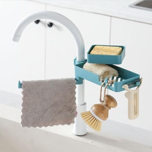 Kitchen supplies faucet rack sink rag sponge drain rack sink storage rack artifact