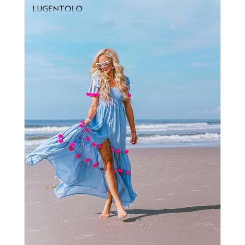 Lugentolo Summer Dresses With A Slit