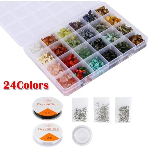 15/24 Grids Natural Crushed Crystal Pieces Gemstone for DIY Making Jewelry Earring Necklace Bracelet Making Tool Accessories