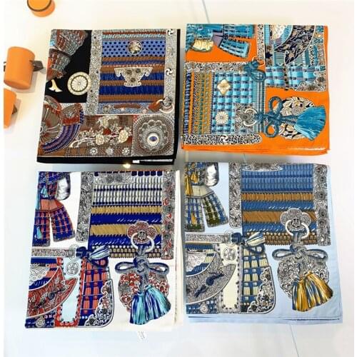 Small Samurai armor tassel twill Silk Satin Hair For Women Fashion Print Head Scarfs Female Square Headband Neck Scarves For