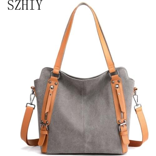 New Women Canvas Bag Large Capacity Tote Designer Shoulder Travel Ladies HandBags School Retro Panelled Shopping Crossbody Torba