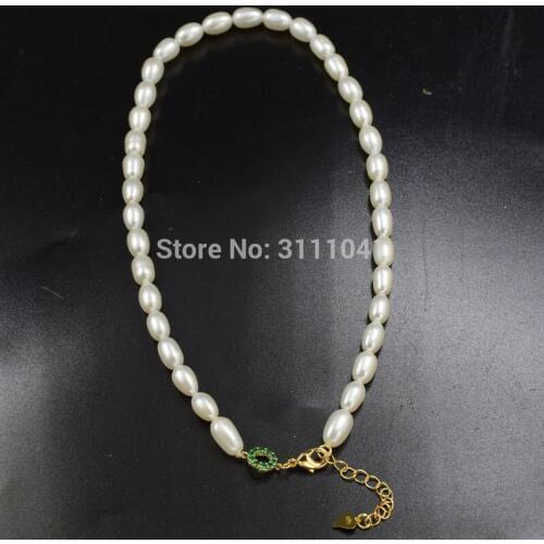 AA freshwater pearl white rice 10-11mm chocker necklace 16inch FPPJ wholesale beads nature