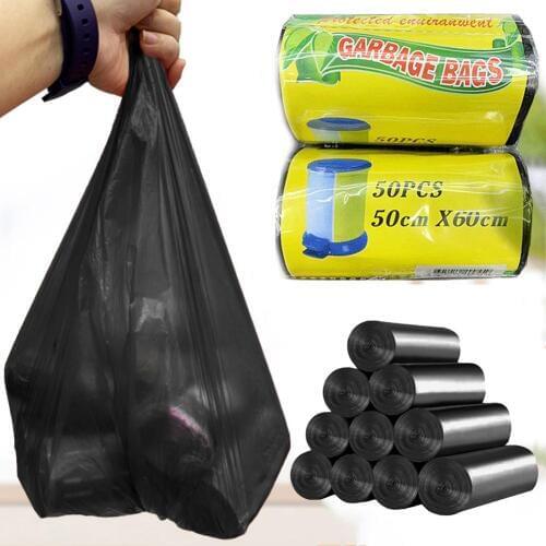 50Pcs/1 Roll Disposable Trash Bags Household Rubbish Bags Point Break Thick Plastic Trash Bags Waste Bag Kitchen Garbage Bags