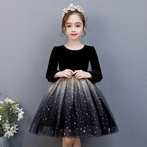 2020 Teens Weddings Party dress for Girls Sequined Velvet princess dress Infant Pageant Flower Girl Dresses for Christmas party