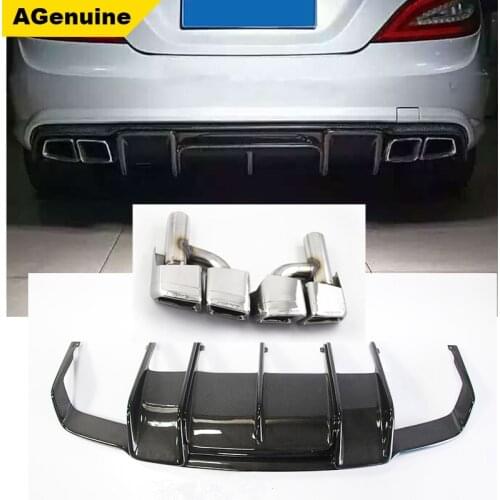 Real Carbon fiber car rear bumper lip diffuser for Mercedes-Benz CLS class W218 CLS350 CLS65 AMG