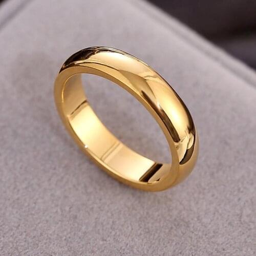 New Arrivals Stainless steel Gold Smooth Romantic Simplicity Couple Rings Women Men Wedding Party Simple Cute Jewelry Wholesale