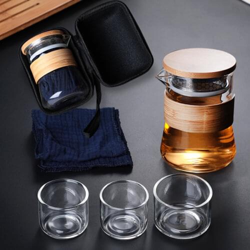 Luxury Glass Wood Tea Set Cute Storage Jug Luxury Portable Accessories Vintage Crockery