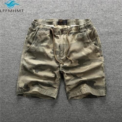 207 Summer Fashion Straight Cargo Shorts Male Sport Casual Half Length Pure Cotton Military Style Camouflage Mens Work Clothing