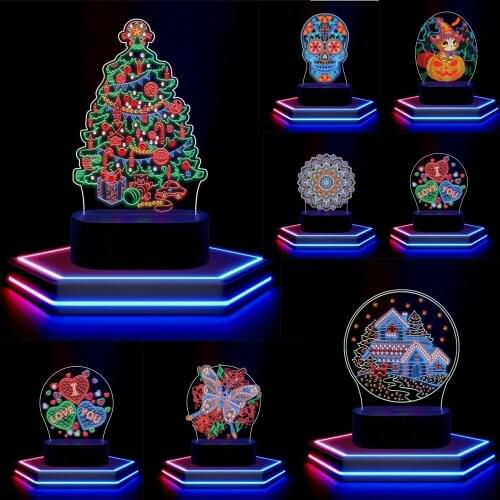 DIY Diamond Painting Lights 7 Colors Changing Lights Birthday Valentines Day Halloween Christmas Gift Desktop Decoration