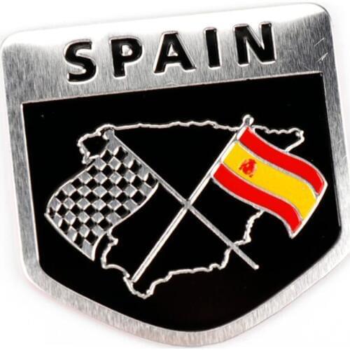 TAIHONGYU Fashion Car Styling 3D Shield Aluminum Alloy Spain Flag Car Sticker Badge Emblems Decal Universal