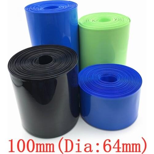 PVC Heat Shrink Tube 103mm Width Blue Black Green Shrinkable Cable Sleeve Sheath Pack Cover for 18650 Lithium Battery Film Wrap