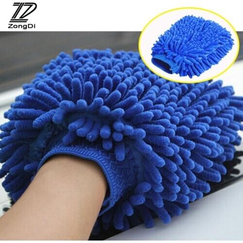 ZD 1Pc Car washing gloves Double-sided thickening Chenille gloves for Toyota corolla Mazda 3 cx-5 Audi a4 b6 VW polo accessories