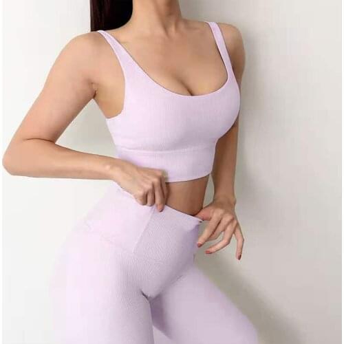 Running Tight Exercise Yoga Fitness Two Piece Suit For Women Workout Active Wear Tracksuit Gym Sport Push-up Bra Pants Yomoriee