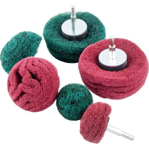 1pc Scouring Pad Grinding Sanding Head Nylon Fiber Polishing Abrasive Buffing Wheel For Drill 1/4" Shank 6mm 2/3/4inch 180# 320