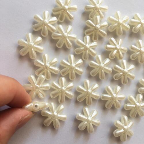 15mm Acrylic imitation pearl sunflower Beads for jewelry making Snowflakes shape Straight hole upscale necklace beads