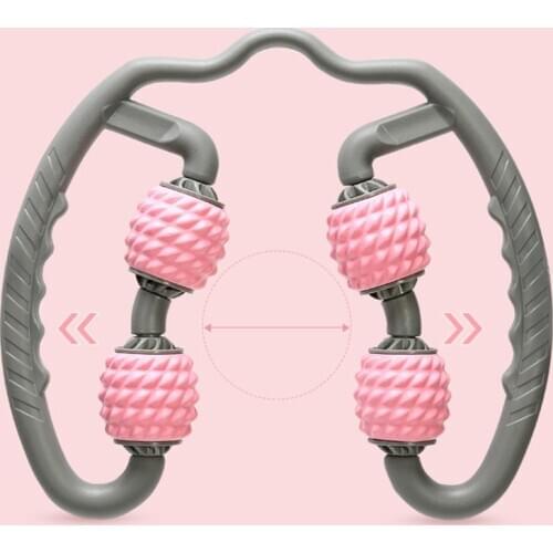 2021 New Fitness 4 Wheels Shaft Ring Leg Clamp Massager Muscle Relaxation Rolling Wheel
