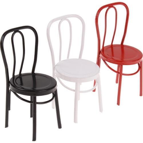 3 Color Dollhouse Miniature 1:12 Iron Chair Model For Blyth BJD Dolls House Furniture For Dolls Mini Chair Toys For Children