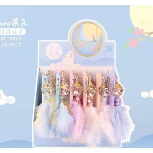 36pcs Gel Pens Rabbit feathers black colored kawaii gel-ink pens pens for writing Cute stationery office school supplies 0.5mm