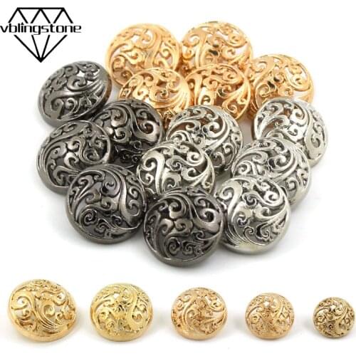 5Pcs 15-25mm Button Round Metal Buttons For Clothes Sliver Gold Black Sew Decorative Hollow Button Crafts DIY Jacket Blazer Coat