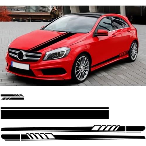 5PCS Fashion racing stripes Benz car sticker c-class W205 C63 C180 C200 C300 C350 C43 coupe W204 W203 AMG vinyl accessories