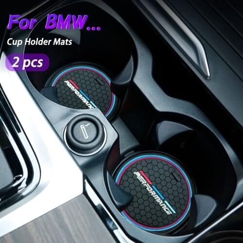 2PCS Anti-Slip Cup Mat For BMW F10 F11 F15F07 E60 E61 F01 G11 F25 G01 G26 G02 F15 G05 E70 F16 E82 M Car Coasters