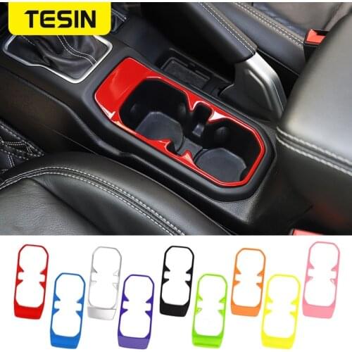 TESIN Car Front Drink Cup Holder Decoration Cover Stickers For Jeep Gladiator JT For Jeep Wrangler JL 2018+ Interior Accessories
