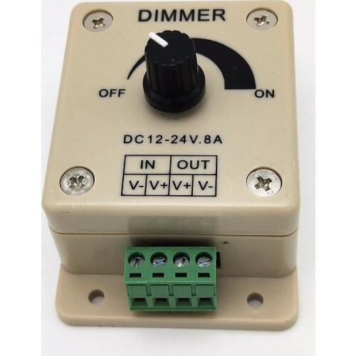 White LED Dimmer Switch DC 12V 24V 8A Adjustable Brightness Lamp Bulb Strip Driver Single Color Light Power Supply Controller