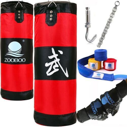 90cm MMA Boxing Bag Hook Hanging Saco De Boxe Fight Bag Sand Punch Punching Bag Sandbag with Gloves Training Fitness