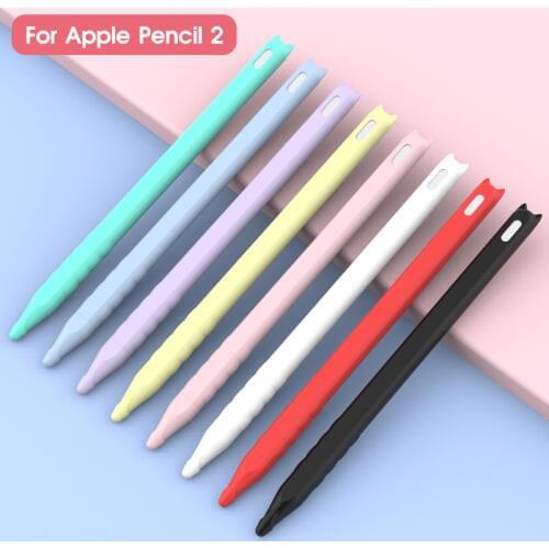 Colorful Compatible Case For Apple Pencil 2 Case Compatible For iPad Tablet Touch Pen Stylus Protective Sleeve Soft Silicone Bag