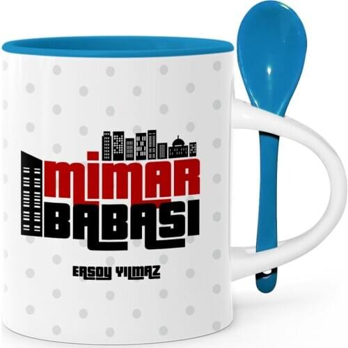 Fathers Day Custom Architect Father Blue Spoon Mug Cup-1
