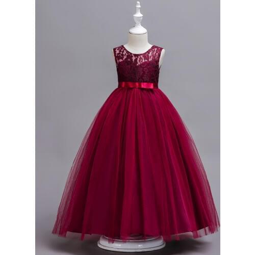 Elegant Party dress for girls / Lace dress for girls with ribbon sashes