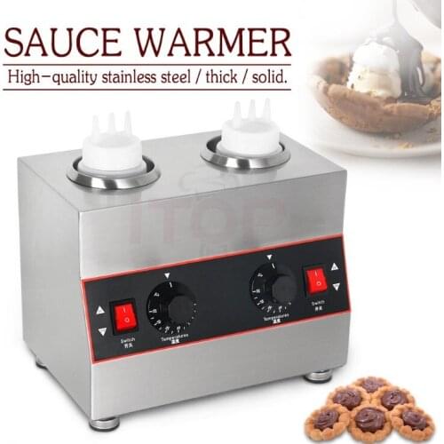 2 Bottles Commercial Electric Bottles Sauce Warmer Hot Chocolate Cheese Jams Warming Machine