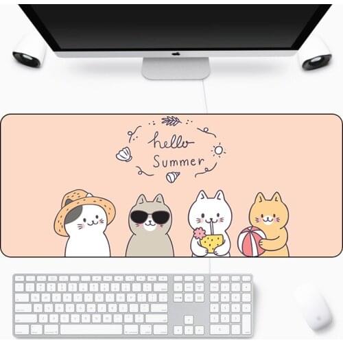 Cute Funny Cat Gaming Mousepad Big Cartoon Natural Rubber 70x30cm Anti-Slip Computer Large Mouse Pad Speed Smooth Laptop Mat