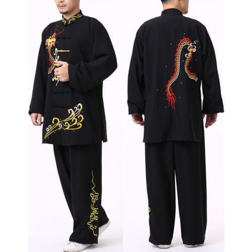Customized Autumn&Winter Embroidery dragon Tai chi performance taiji suit clothing kung fu wushu suits martial arts uniforms