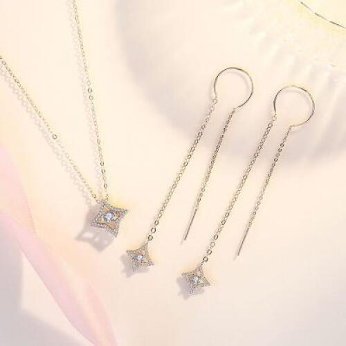 IU same 2pcs/1set necklace+earrings Deluna hotel TV Drama Korean fashion chain jewelry Valentines Day Gift