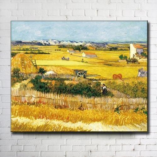 Impression Van autumn wheat field landscape canvas printings oil painting printed on canvas wall art decoration picture no frame