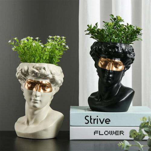 Home Decor Ceramic Vase Potted David Ornaments Greek Statue Sculpture Art Decorative Vases Nordic Living Room Decor Accessories
