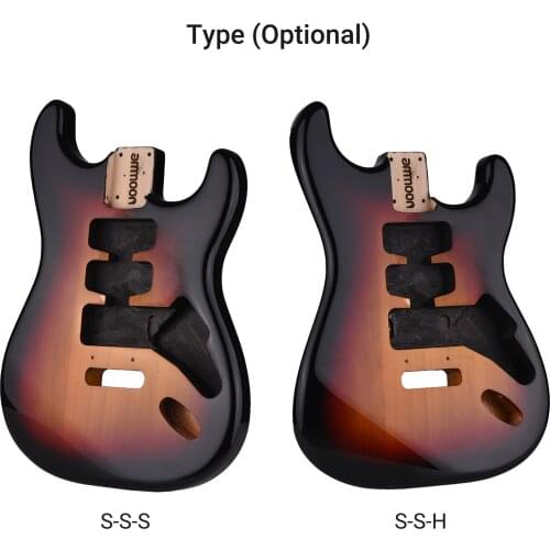 Ammoon Electric Guitar Body Unfinished Guitar Body Alder Wood Blank Guitar Barrel Electric Guitars DIY Parts ST Electric Guitar