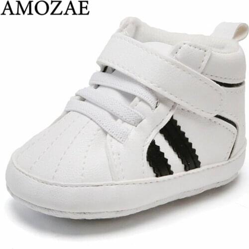 Baby Fashion Sneakers For Newborn Soft Sole Infant Toddler First Walkers White Black Baby Boys Shoes Girls Crib Shoes