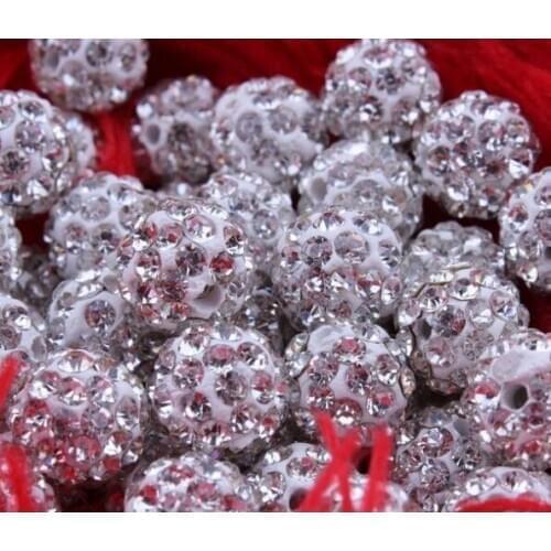 Min.$20 Mixed Order+Free Shipping+Gift.10mm Disco Ball DEJ White Fasion Crystal crystal Bead For DIY Jewelry bhcx34