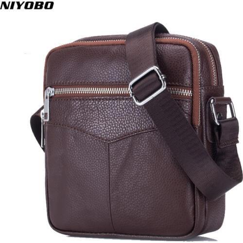NIYOBO Vintage Cowhide Genuine Leather Messenger Bag Men Sling Chest Small Bag For Male Casual Top-handle Shoulder Bags 2018 New